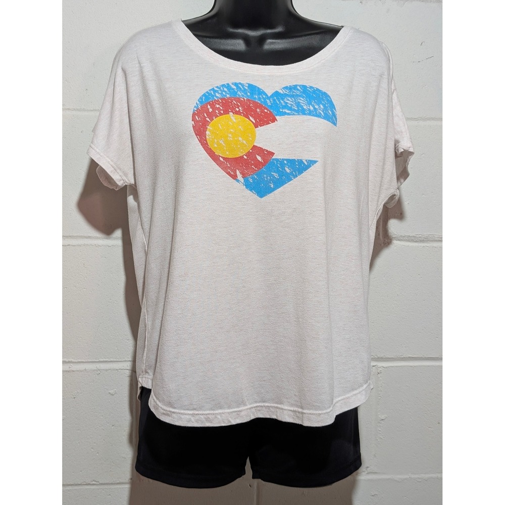 Women's Next Level T Shirt Colorado Flag Heart Graphic Tee Top Size Medium